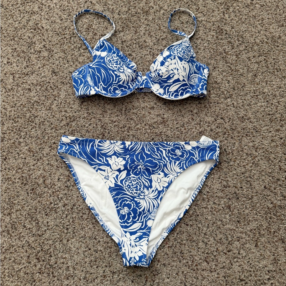 Old Navy Blue and White Bikini Set